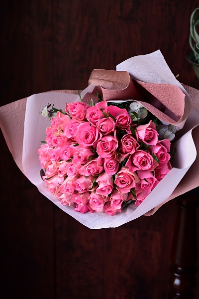 愛らしい色合いが可愛い!ピンクのバラの花束(40本前後) | 18,000円