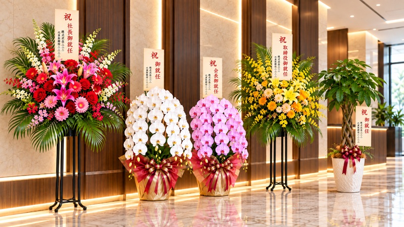 就任祝いの花の立て札｜社長・会長・役員別の書き方と文例